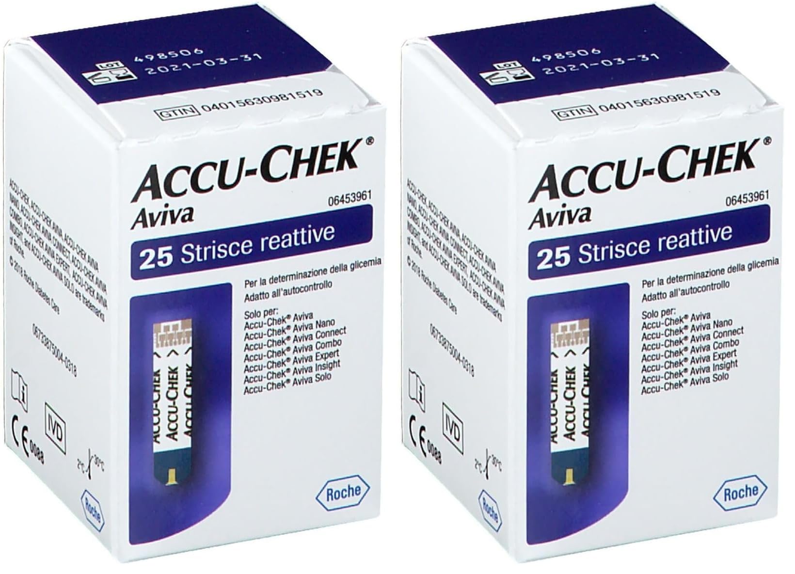 ACCU-CHEK Aviva Strisce Reattive per la Glicemia, 25 Pezzi (Confezione da 2)