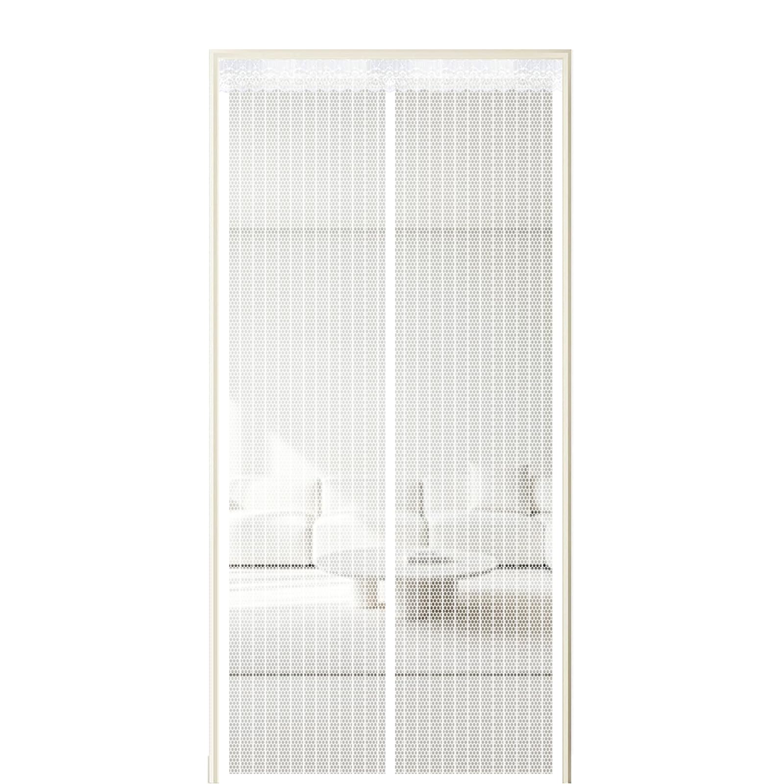 Xuehmin White Fly Screen Door 275 X 255 Cm Self Sealing Powerful Magnets Heavy Duty Door Screen With Powerful Magnets & Full Frame Magic Tape Suitable For Patio Doors Balcony Bedroom,