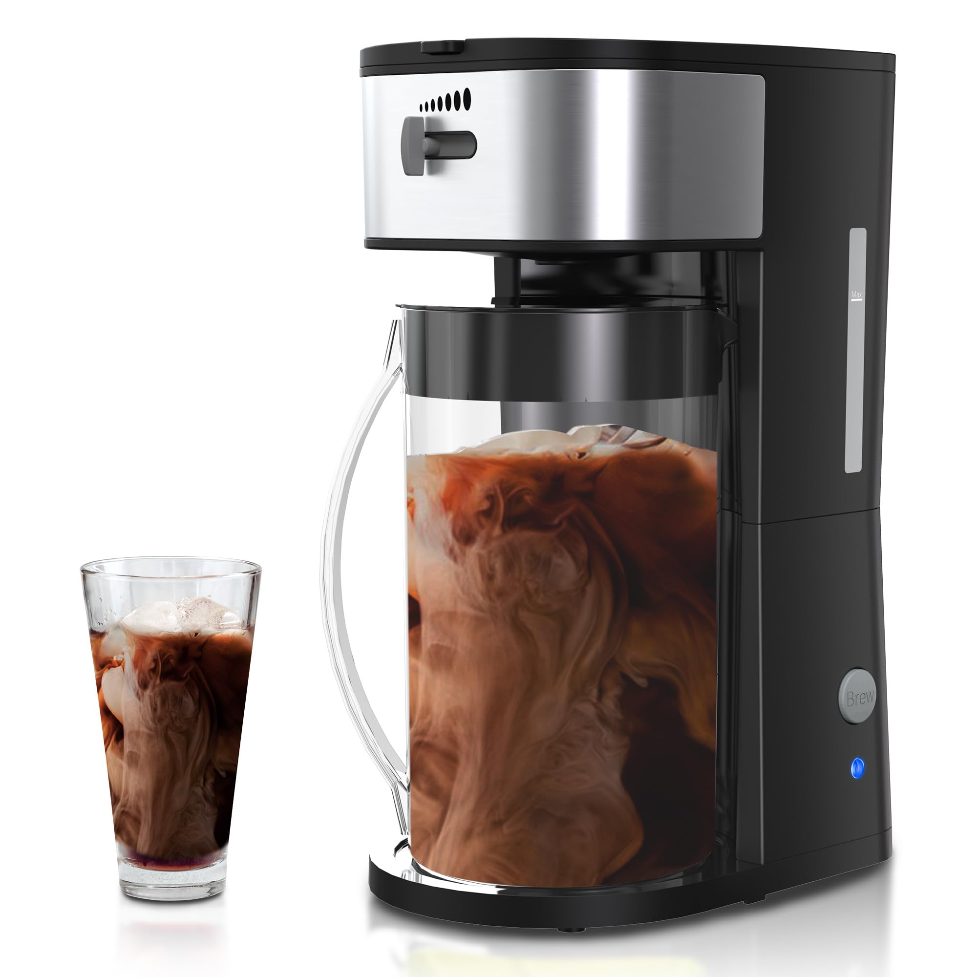 3-in-1 Coffee and Tea Machine Brewing System with 2.5 Quart Pitcher, Iced Tea Maker and Iced Coffee Maker, Strength Selector, Perfect For Tea, Coffee, Lattes, Lemonade