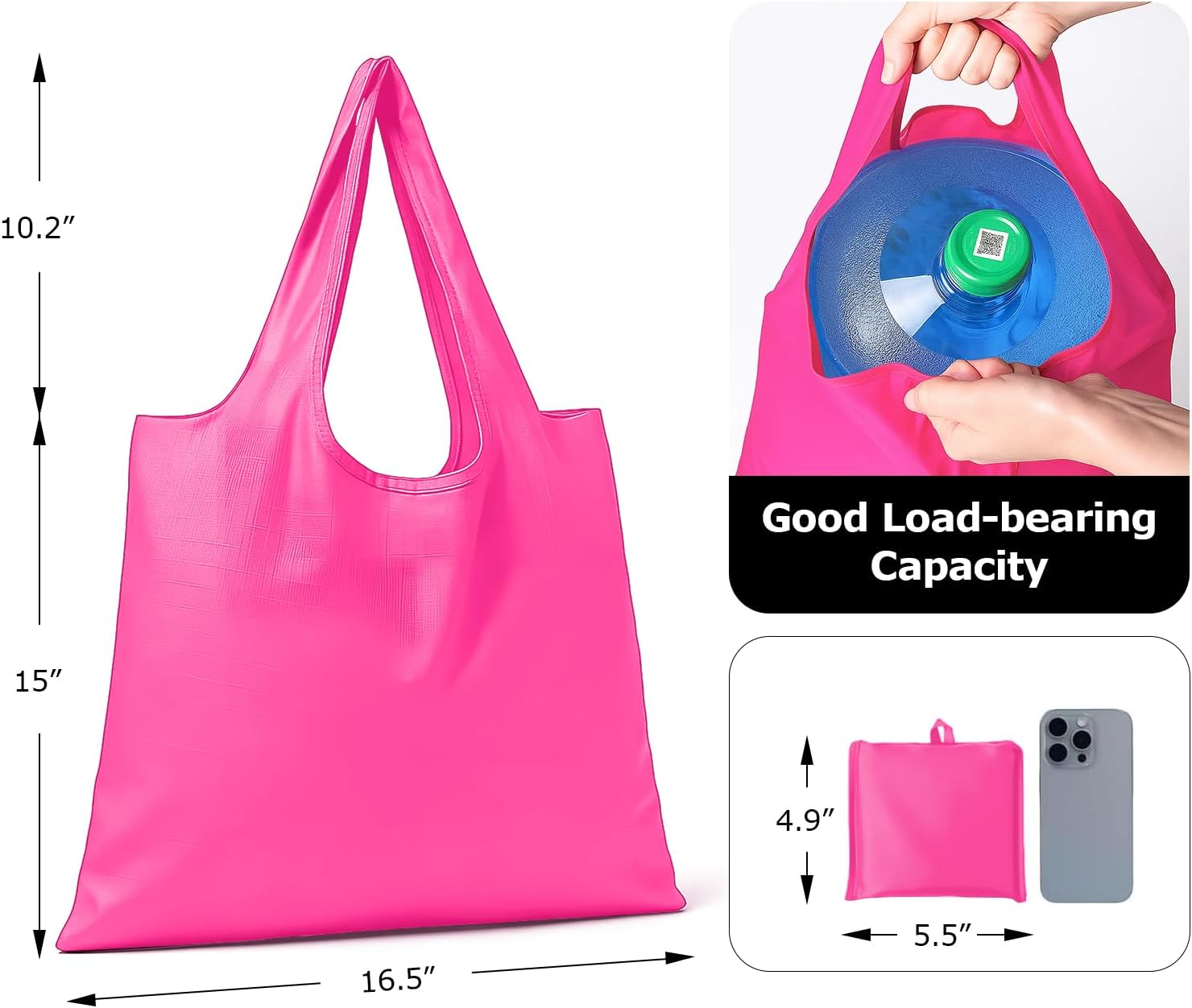 Washable Large Foldable Shopping Bag, Waterproof Reusable Grocery Bag Holder,for Shopping Reusable Tote Bags Large 50LBS,Tote Bags Nylon Bags(Wine Red) - Image 3