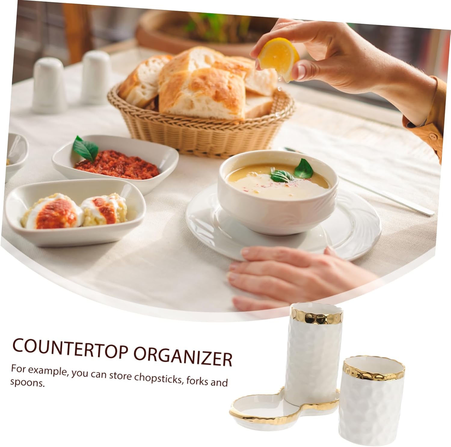 ABOOFAN 1Set Creative Ceramic Chopstick Holders Multipurpose Utensil Organizer with Drainage Design for Kitchen Countertop for Storing Spoons Forks and Knives Elegant Finish