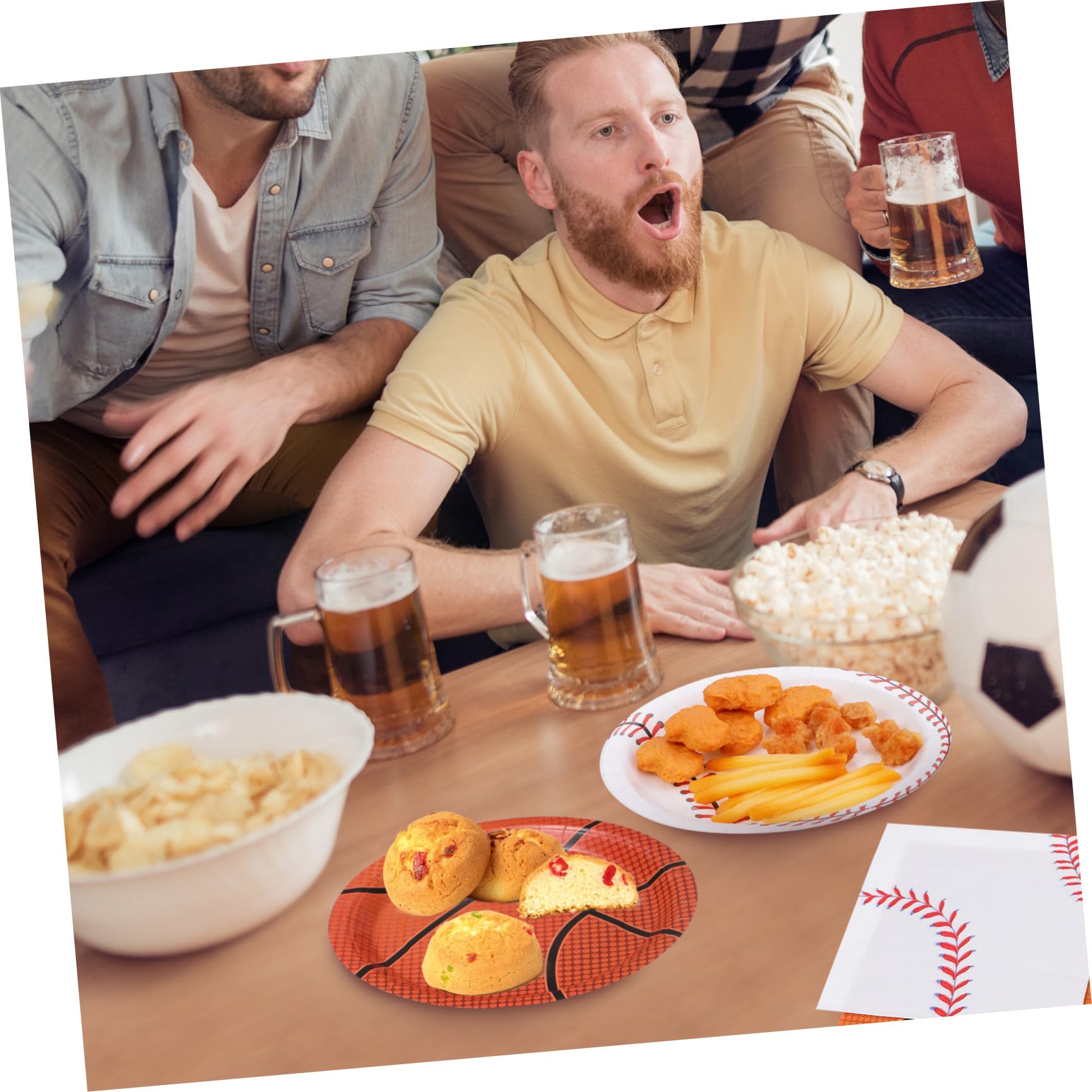 Healvian Set Piatti di Carta per Festa a Tema Sportivo Decorazioni Calcio, Basket, Baseball e Football, Resistenti senza Necessità di Lavaggio per Eventi e Riunioni Familiari