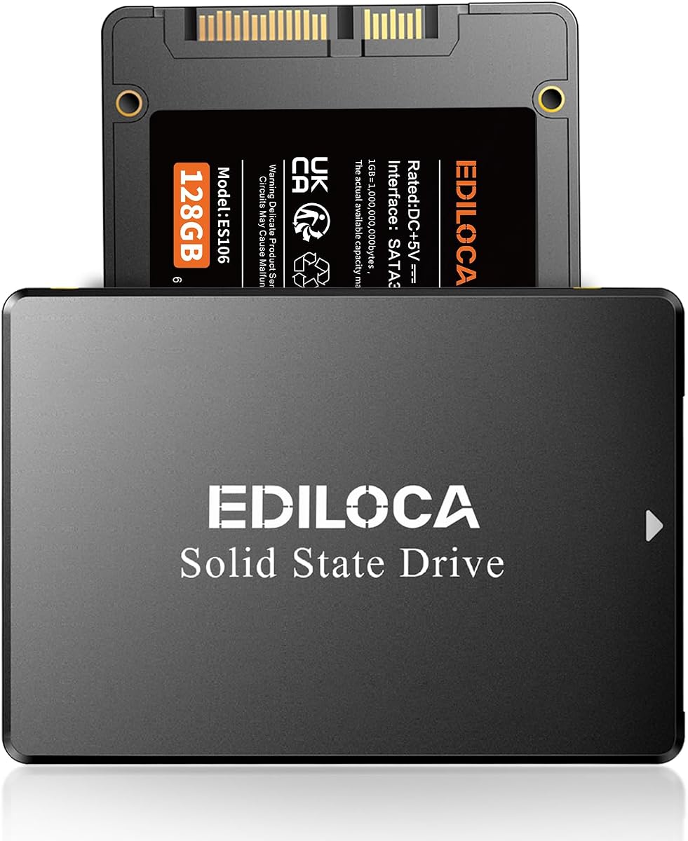 128GB SSD Internal Solid State Drive 2.5" SATA III 6Gb/s, 500MB/s Read Speed 3D TLC NAND, 128GB SATA SSD PC/Laptop Upgrade, Shock-Resistant & Drop-Proof(ES106)