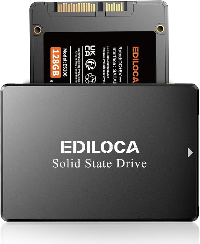 128GB SSD Internal Solid State Drive 2.5" SATA III 6Gb/s, 500MB/s Read Speed 3D TLC NAND, 128GB SATA SSD PC/Laptop Upgrade, Shock-Resistant & Drop-Proof(ES106)