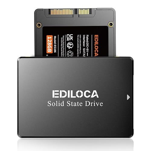Ediloca 128GB SSD, Internal Solid State Drives, 2.5" SATA SSD 128GB, Up to 500MB/s, 3D NAND TLC, Compatible with Laptop & PC Desktop(ES106 Black)