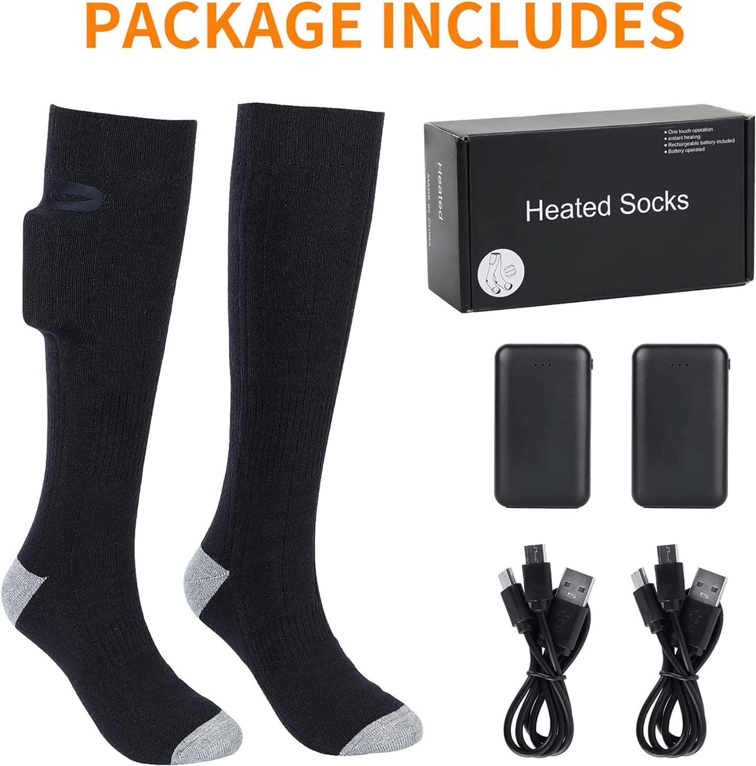 Chaussettes chauffantes lavables avec 3 réglages de Chauffage électriques pour Hommes et Femmes Randonnée Ski Camping