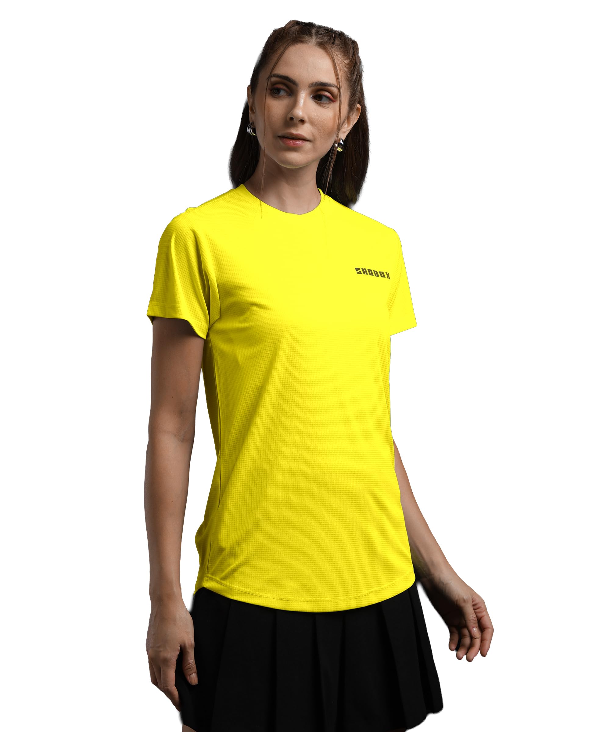 shodox Women & Girls Sports Polyester Gym T-Shirt | Lightweight Regular Fit Breathable Round Neck Workout Tee for Training, Running, Yoga Badminton-picture-48