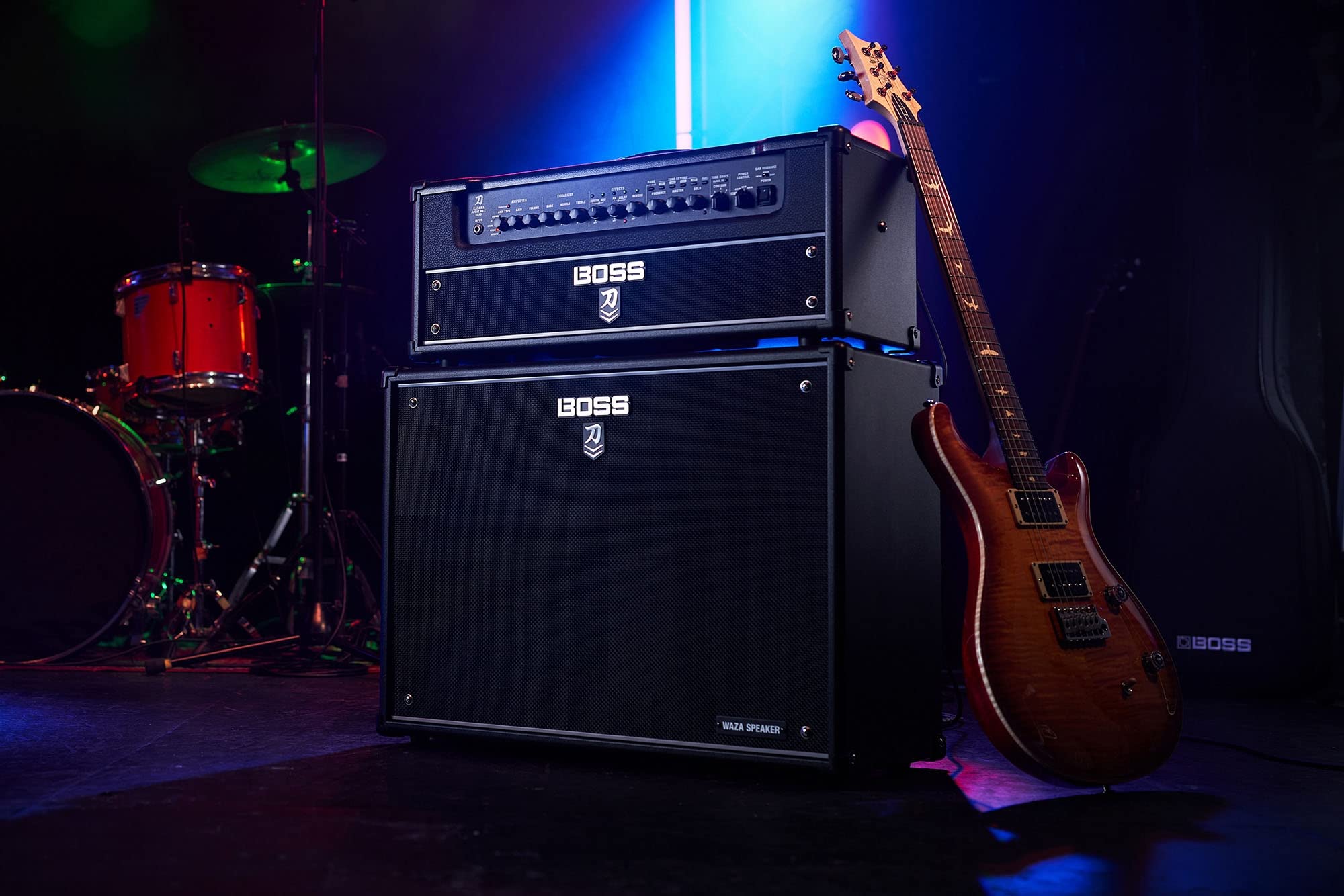 BOSS Katana Cabinet 212 WAZA, Special Edition Katana Lautsprecher-Cabinet mit 2 x 12'' Waza-Lautsprechern, Abgestimmt auf den Katana-Artist MkII Head, 4x12er-Setup durch Stapeln von Zwei Cabinets