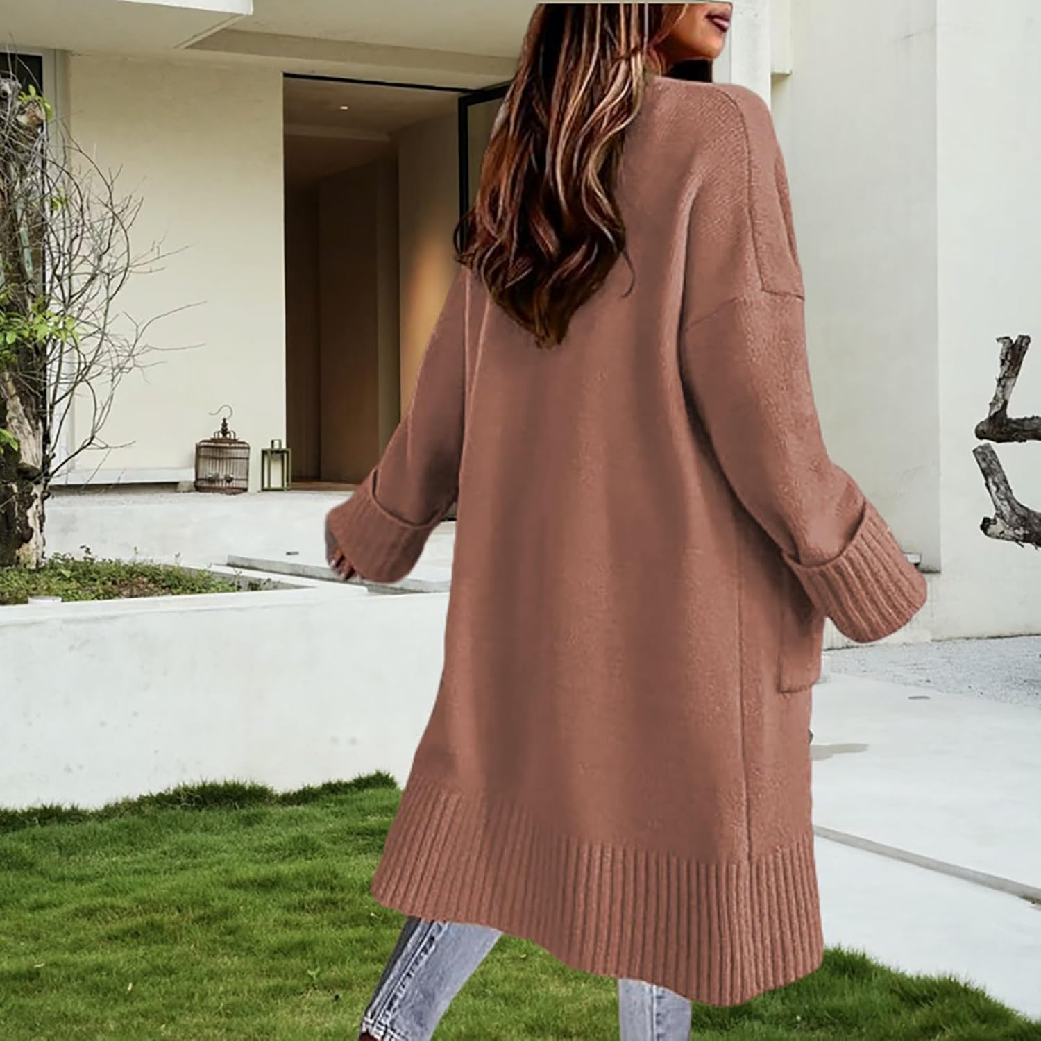 Heevina Cardigan Sweaters for Women Knit Ankle Length Knitted Open Front Long Sleeve Pocket Fall Winter Coat Duster