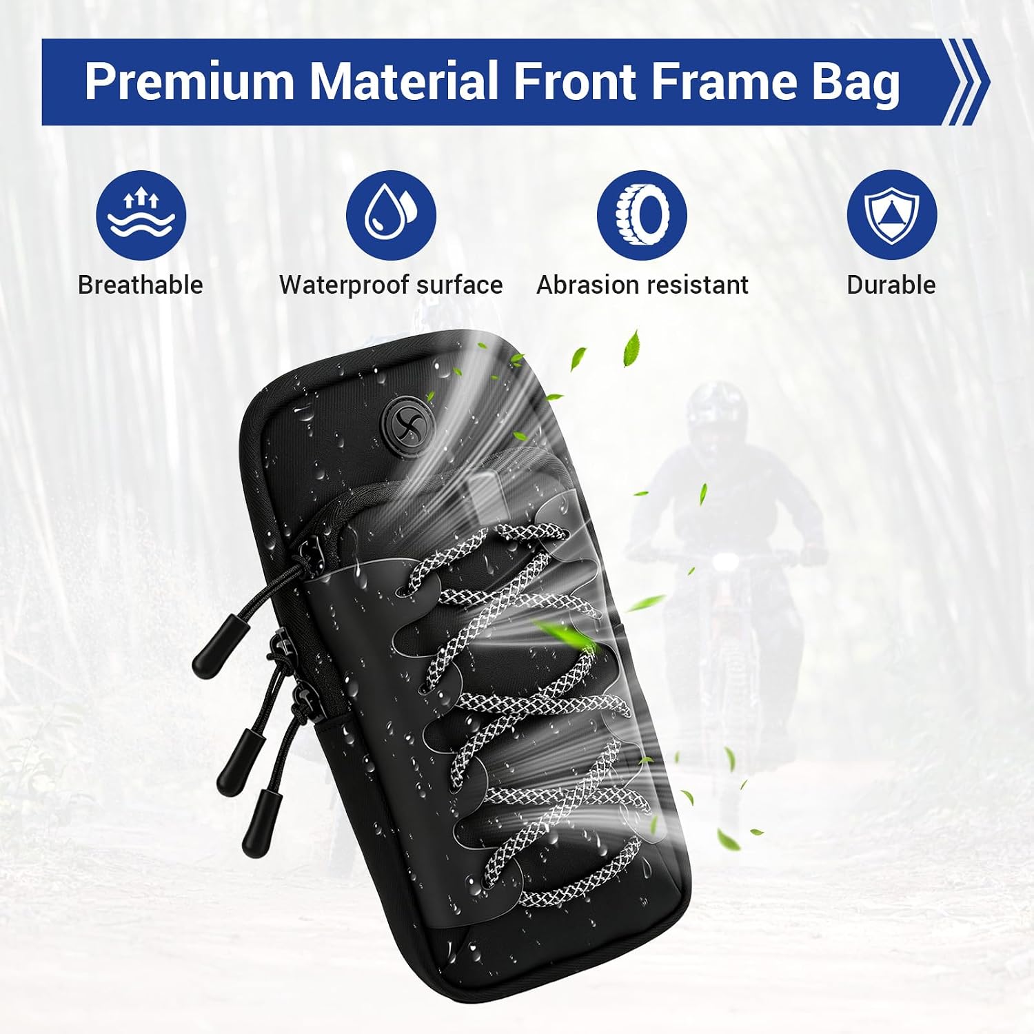 Dirt Bike Front Frame Bag Phone Pouch Replacement for Tuttio Soleil 01 Yozma In 10 Electric Bike, Waterproof Battery Cover Storage Bag for Sur Ron LBX LBS Dirtbike with D Carabiner Clip