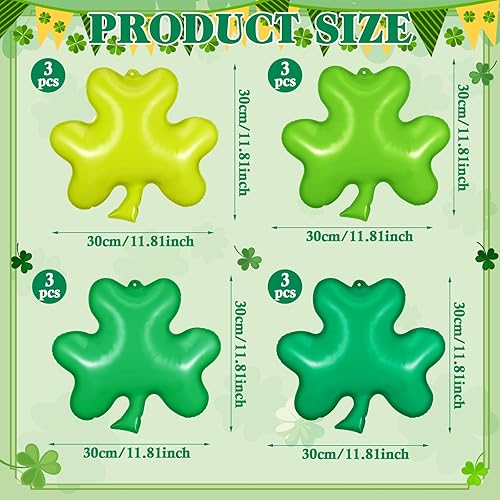 Miniatura 3 de Chitidr 12 adornos inflables de trébol de 12 pulgadas para el día de San Patricio, adornos colgantes de trébol de la suerte, adornos colgantes con