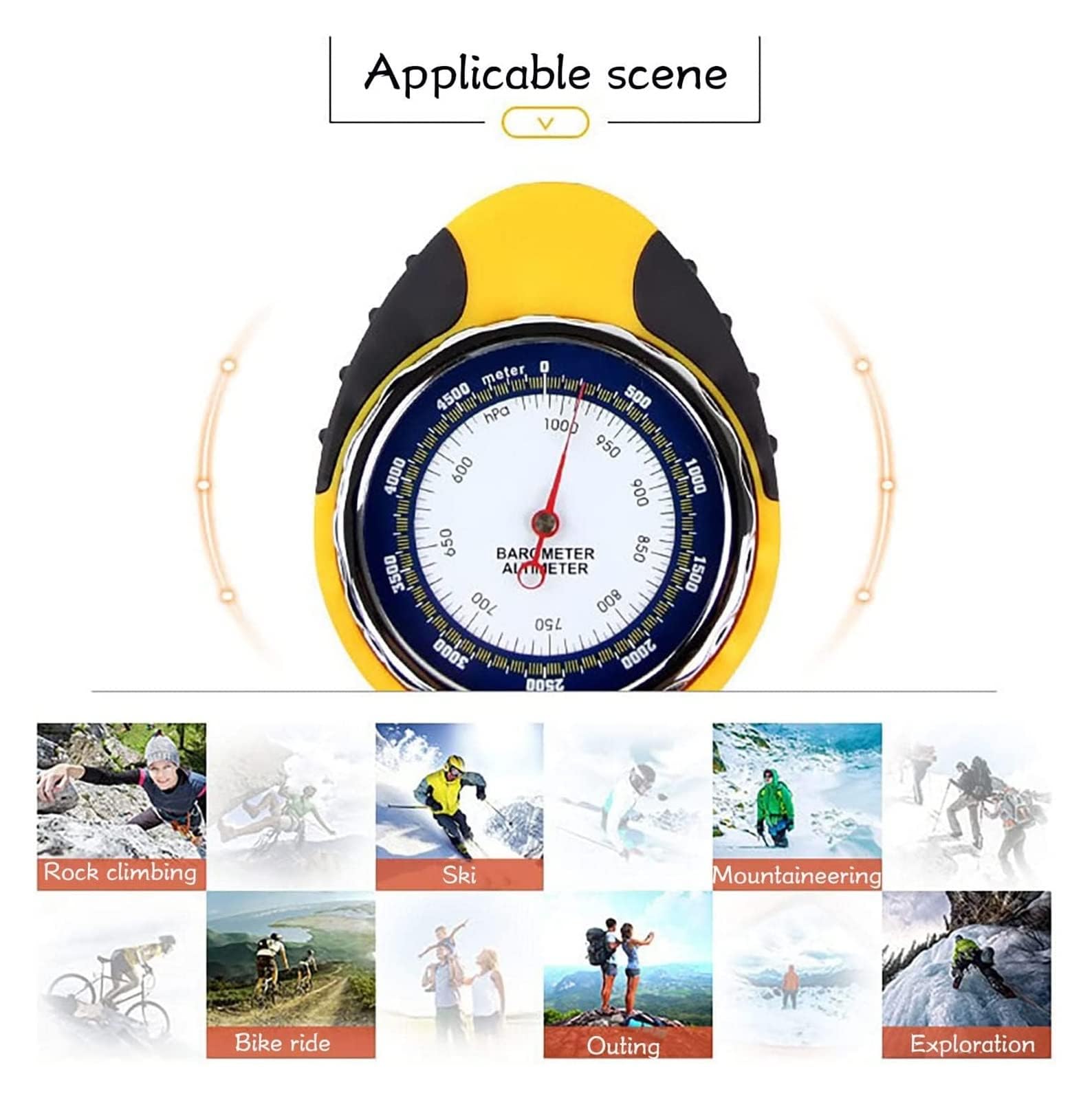 Stazione meteorologica analogica portatile 4 in 1 con altimetro, barometro, termometro, bussola, strumento di sopravvivenza tascabile senza batteria per escursionismo, alpinismo, campeggio, viaggi