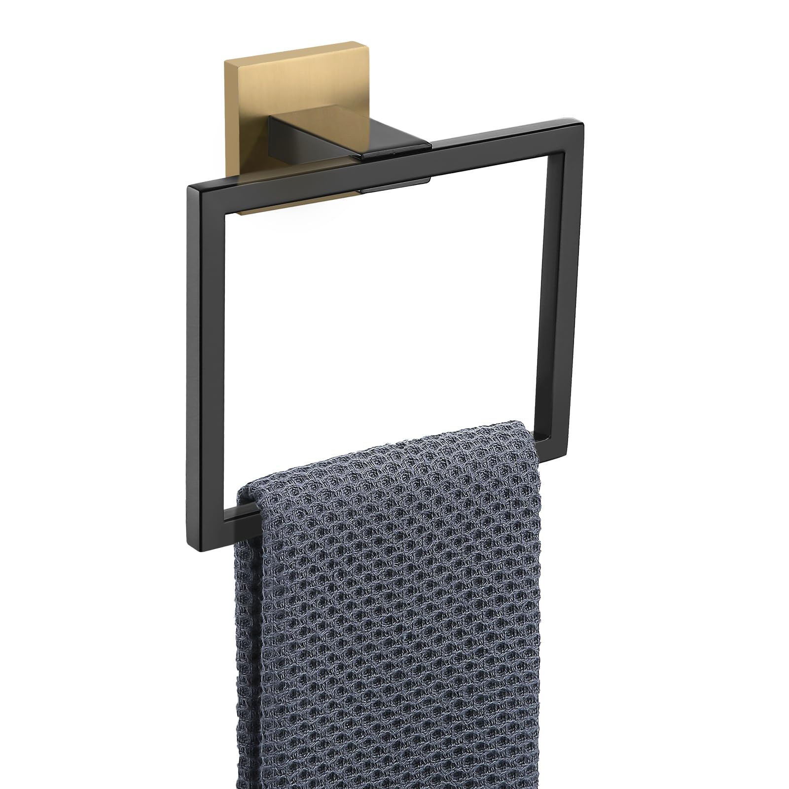 YACVCL Towel Holder Bathroom Towel Ring, Black & Gold Hand Towel Bar, Stainless Steel Towel Rack Wall Mounted