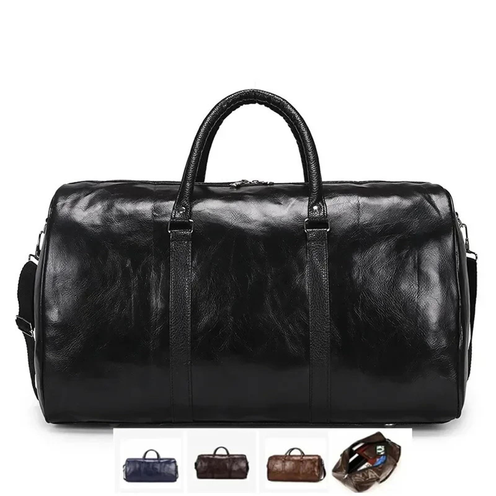 Große Leder-Sporttasche Leder Reisetasche Große Unabhängige Große Fitness Taschen Handtasche Tasche Gepäck Schulter Tasche Schwarz Männer für Männer Trainingsbag