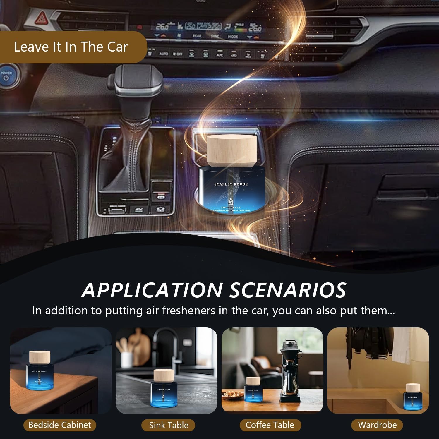 Ambientador para coche, difusor de aceite esencial de ámbar azafrán de larga duración para automóvil, 1.7 onzas líquidas, ambientadores de coche para hombres, fabricado en Estados Unidos