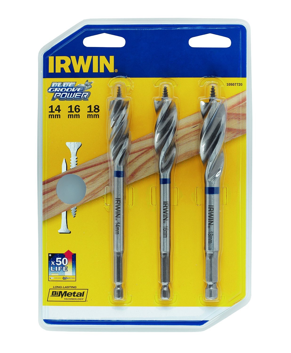Irwin 10507720 Blue Groove Power bit Set (14/16/18mm