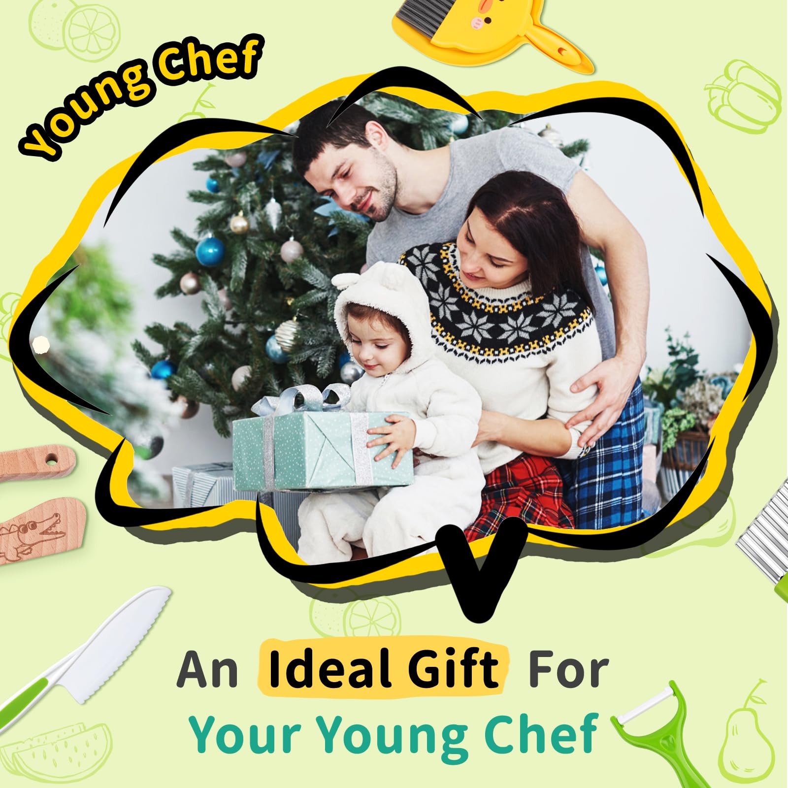 Cuchillos de Cocina para Niños para una Cocinando Real - 16 piezas Montessori para cortar y cocinar frutas o verduras | utensilios cocina Montessori, Cuchillo Aprendizaje 2 años