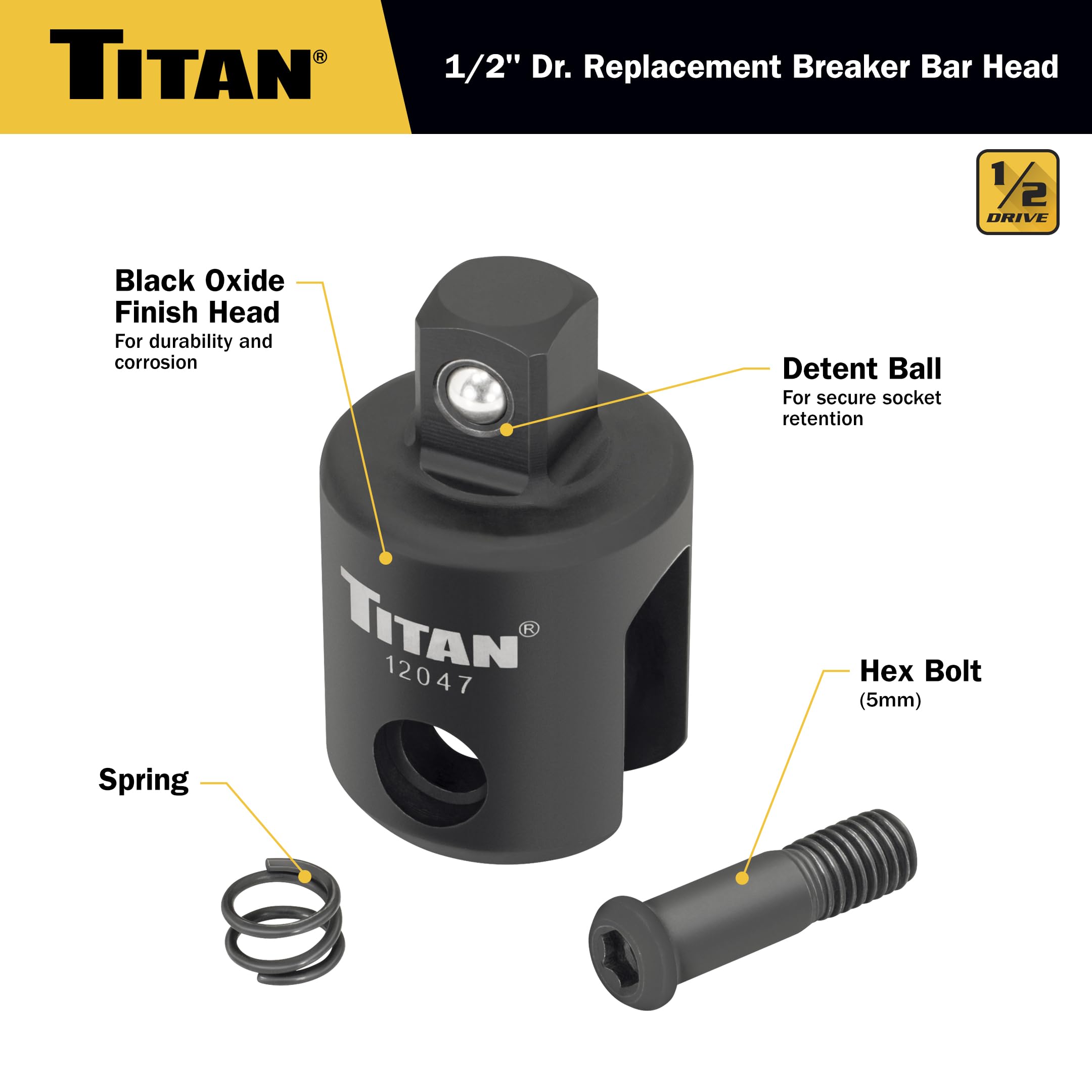 Titan 12021 1/2-Inch Drive Breaker Bar Replacement Head