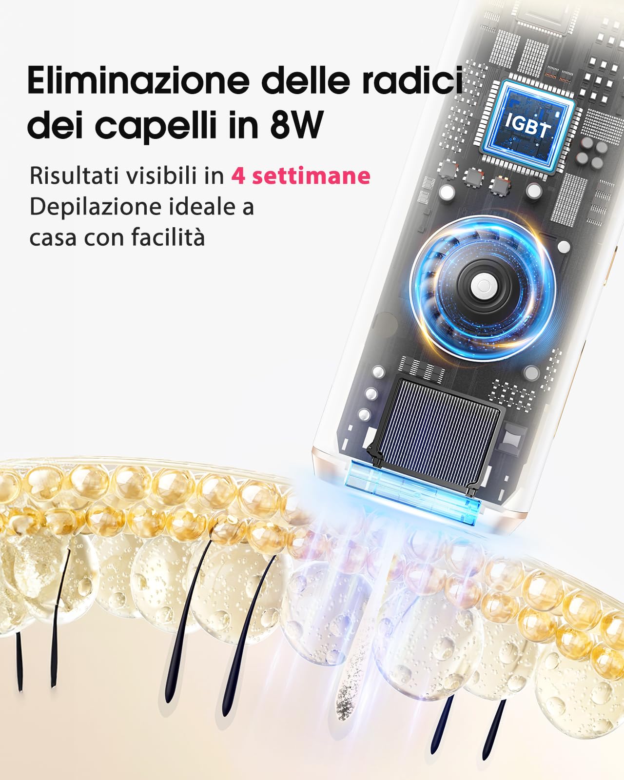 Haarlosy Epilatore Luce Pulsata con Funzione di Raffreddamento 5℃ - 3 IN 1 IPL Epilatore Laser per Donna e Uomo, 9 Livelli di Energia Regolabile Adatto a Corpo, Viso, Ascelle, Gambe Sensibili GLY06
