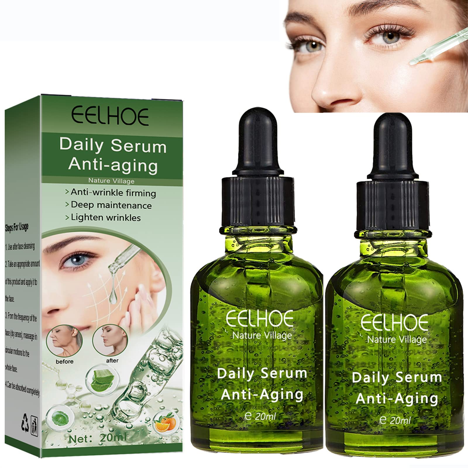 EELHOE Deep Anti-Wrinkle and Anti-Aging Serum, Eelhoe Anti Aging Daily Serum, EELHOE Anti-Aging Deep Wrinkle Serum (2pcs)