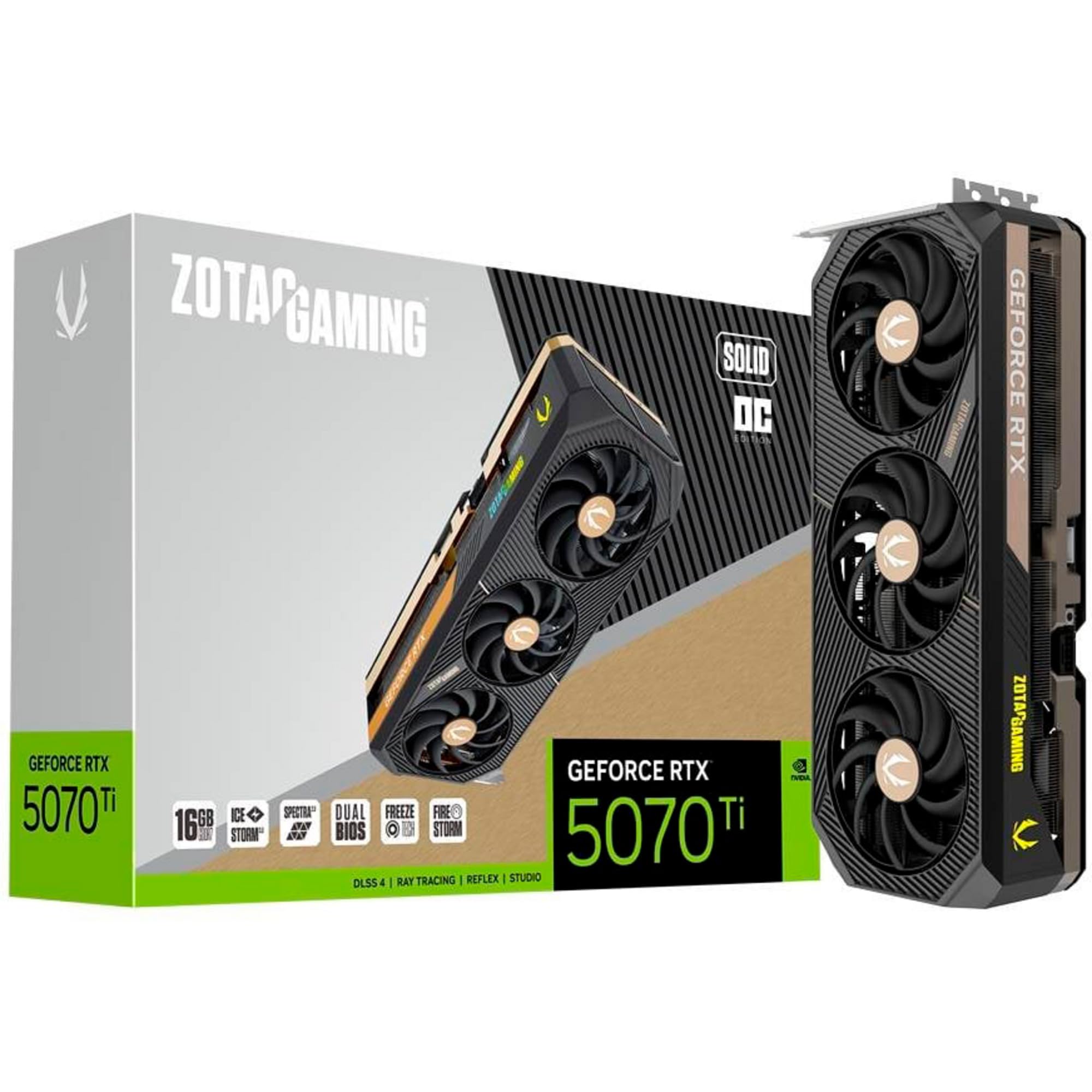 グラフィックボード・グラボ・ビデオカード ZOTAC GAMING GEFORCE RTX 5070 Ti SOLID Zotac Gaming GeForce RTX 5070 Ti Solid OC 16GB GDDR7 Reflex 2 RTX