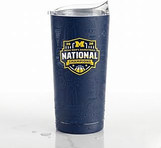 Logo Brands Michigan Wolverines 2026 NCAA Men's Basketball National Champions 20oz Tumbler - Vacuum Insulated Stainless Steel Travel Cup with Lid