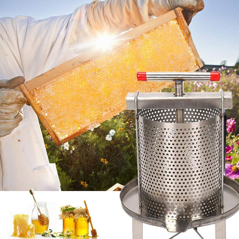Honigpresse Extraktor aus Edelstahl,Haushaltshandbuch Honigpresse Wachspresse Bienenzucht Werkzeug,für Honig, Obst, Öldruckentwässerung
