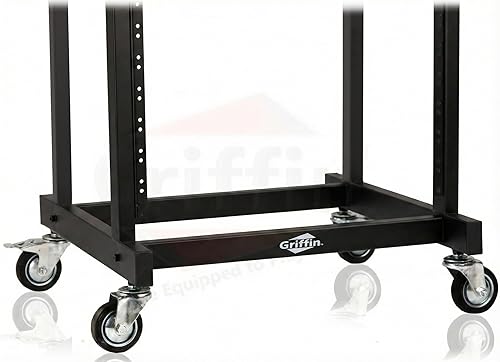 Miniatura 5 de GRIFFIN Soporte de carrito de montaje en rack y plataforma mezcladora superior 25U (serie Studio-XPRO Steel) - Soporte para cabina de música rodante