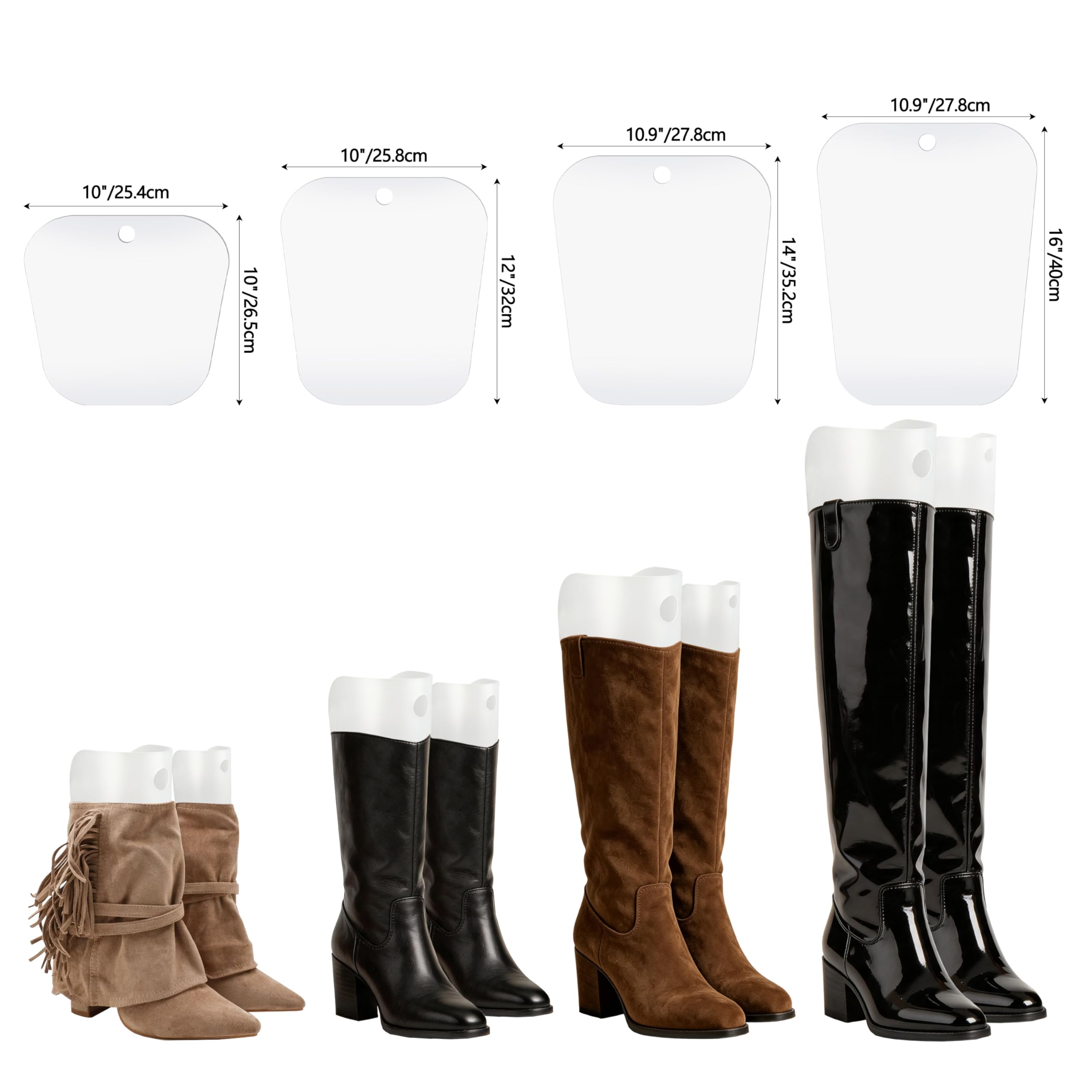 Luxdecor 32 piezas (16 pares) de 10/12/14/16 pulgadas para moldear botas, soporte para botas para mujeres y hombres, organizador