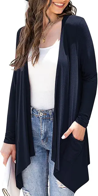 Damen Strickjacke mit Kragen: Elegante Sommer-Kurzarmjacke mit Tasche