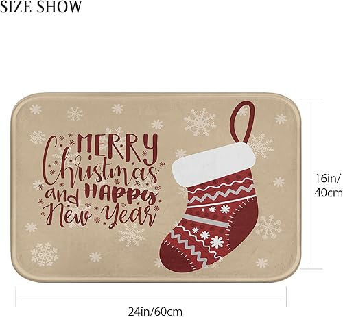 Miniatura 7 de Arttown Tapetes de baño navideños para baño, calcetines de punto de Navidad rojos, cubierta lavable, tapete para decoración de baño, 18 x 30