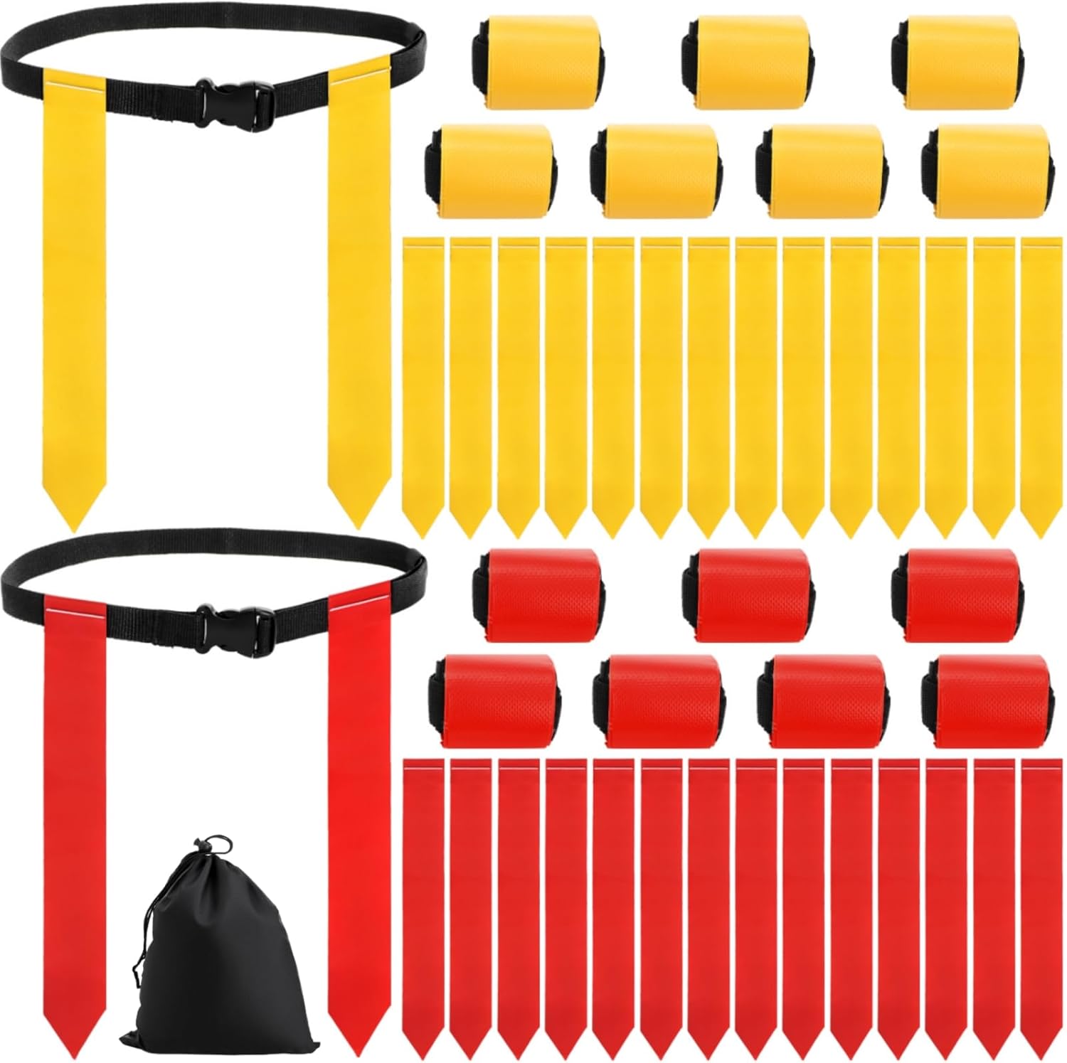 14 Set Flag Football Belts, Adjustable Flag Football Flags Set with Belts, Easy Tear Away Flags Football Kit for Players Training Competition, 2 Color