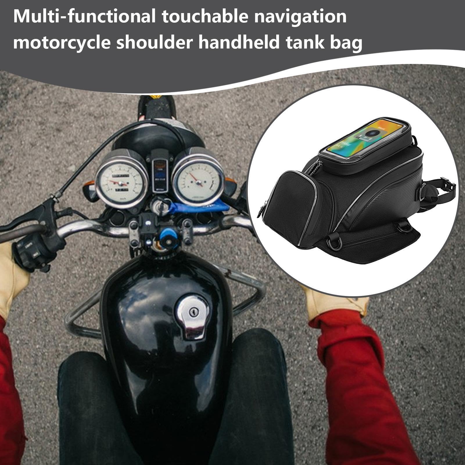 Borsa per serbatoio moto - Pacchetto di stoccaggio del carburante magnetico impermeabile, supporto per telefono per touch screen | Sistema di attrezzatura da viaggio resistente con capacità Montaggio
