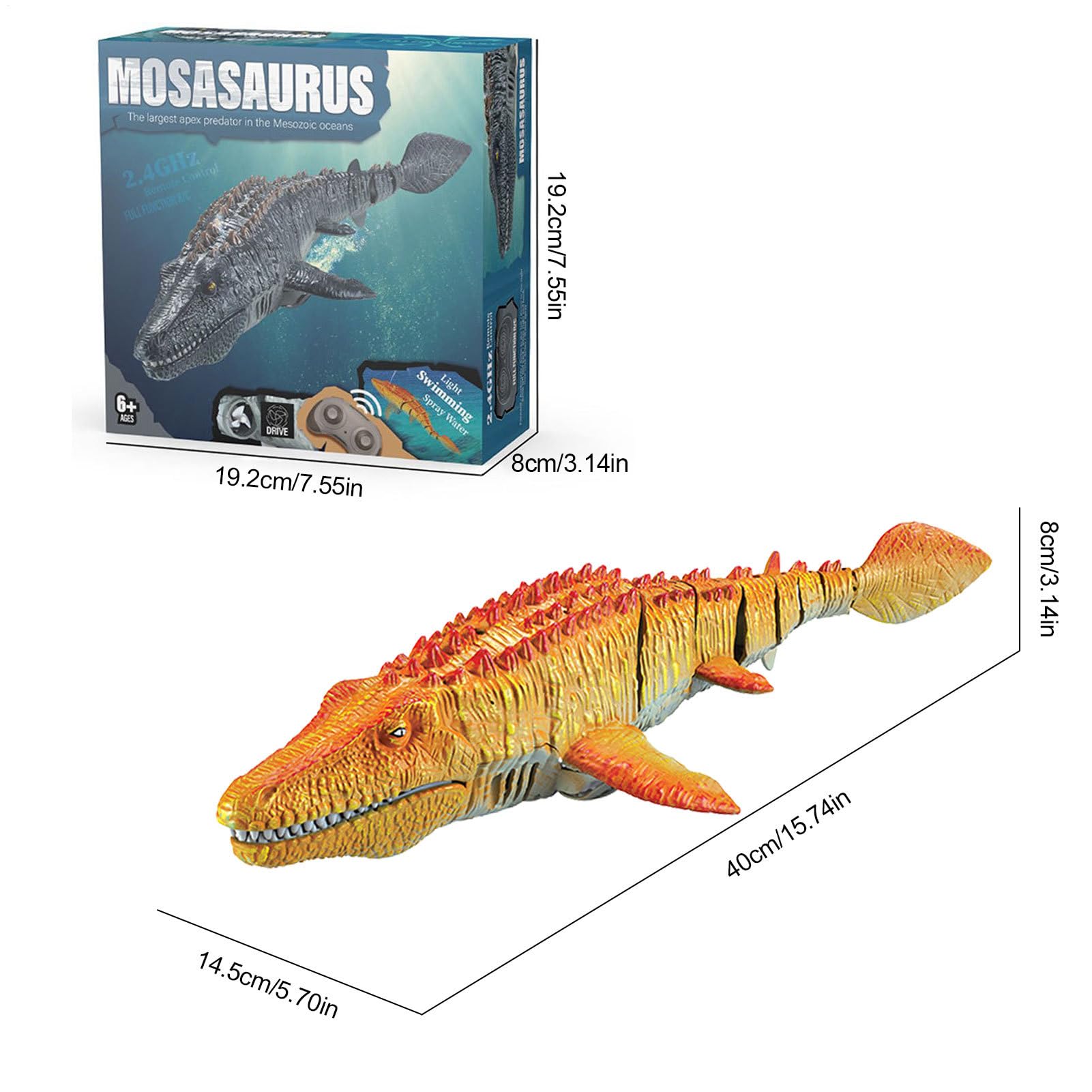 Giocattolo di Mosasaurs subacqueo - Creatura 'acqua telecomandata con effetto spray | Reptile di nuoto RC realistico con luci per avventure in piscina, di bagno interattivo o gioco estivo al