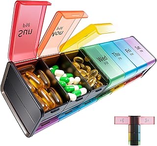 Daviky Extra Large Weekly Pill Organizer 2 Times a Day, XXL Pill Box 7 Day with AM PM Large Compartments, BPA-Free Daily Medicine Case, Jumbo Pill Holder for Fish Oils, Vitamins & Supplements（Black）