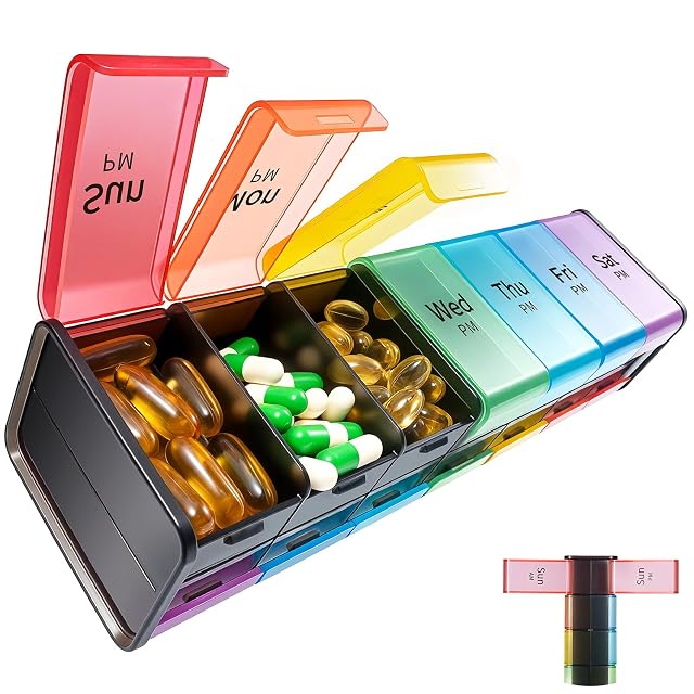 Daviky Extra Large Weekly Pill Organizer 2 Times a Day XXL Pill Box 7 Day with AM PM