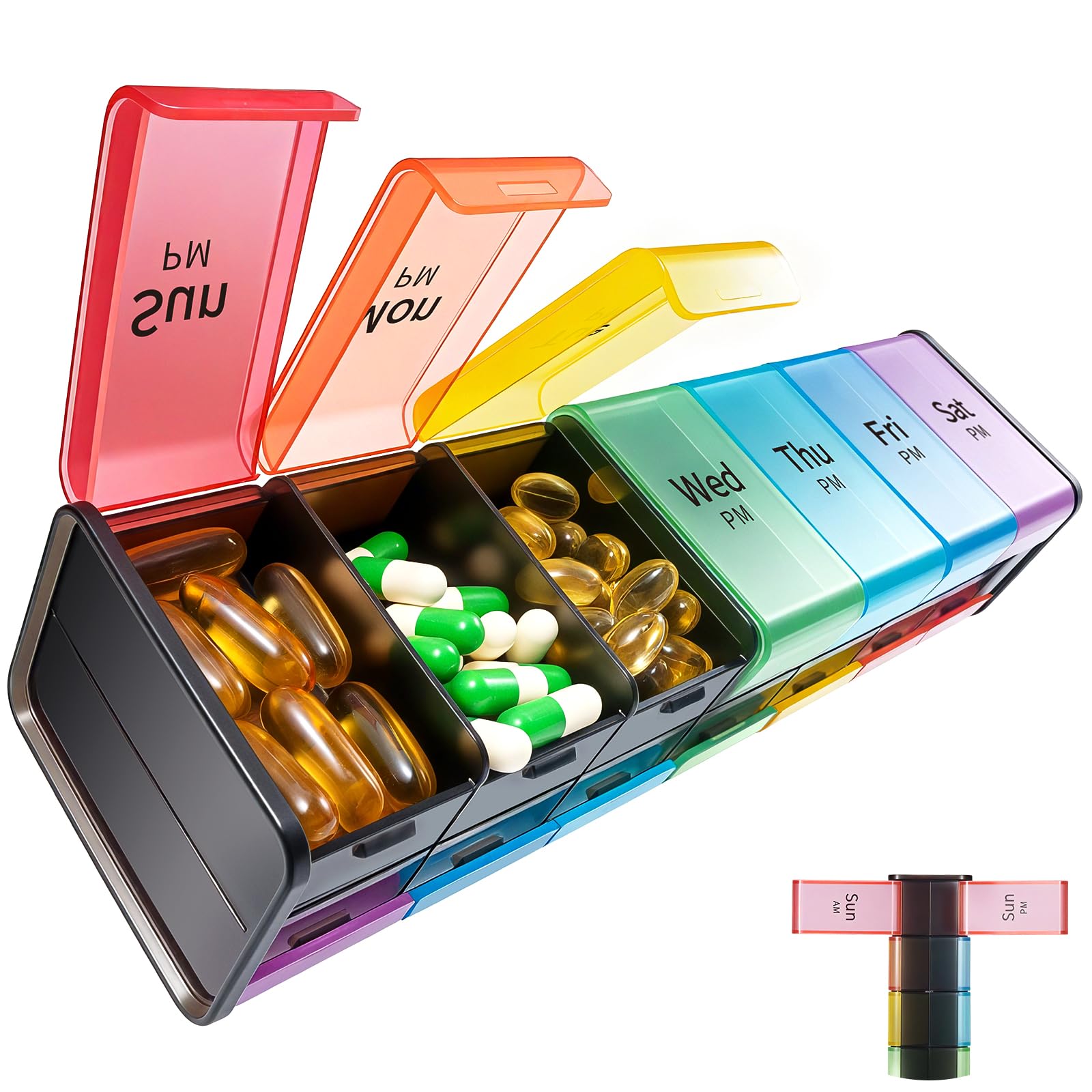 Daviky Extra Large Weekly Pill Organizer 2 Times a Day XXL Pill Box 7 Day with AM PM