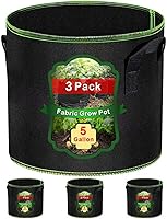 Vista 1 de Bolsas de cultivo de 5 galones, paquete de 3 unidades, bolsas de tela no tejida gruesa con asas para plantar verduras, flores, papas y macetas