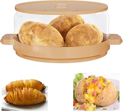 Baked Microwave Potato Cooker, Plastic Potato Steamer, Quick cooking, Dishwasher Safe, Clear, BPA-Free, Suitable for microwave bacon Sweet potatoes baking