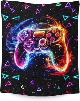 Gamer Blanket Kids Blanket for Boys 6-8 Gift for Game Lovers, Cool Soft Cozy 50 x 40 Inches Flannel Throw for Chair Couch Sofa