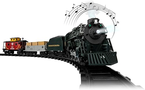 Lionel Pennsylvania Flyer - Juego de tren de juguete con Bluetooth, locomotora, vagones de tren y pista con sonidos auténticos de tren, luces y