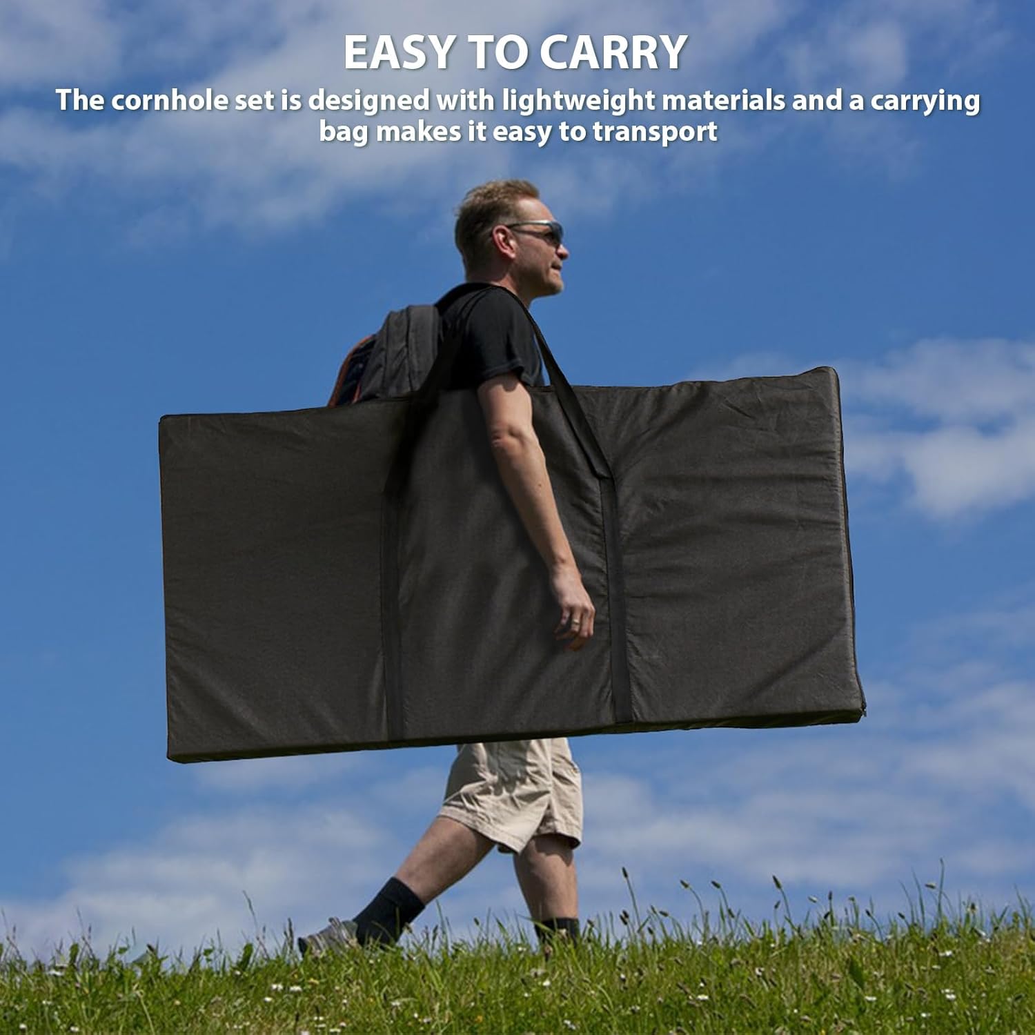 Portable Cornhole Board Set, Corn Hole Games for Adults Outdoor 3 x 2 ft or 4 x 2 ft Corn Hole Boards Set Include 1 Bag and 8 Bean Bags, Adults Outdoor Beach Travel Cornhole Game