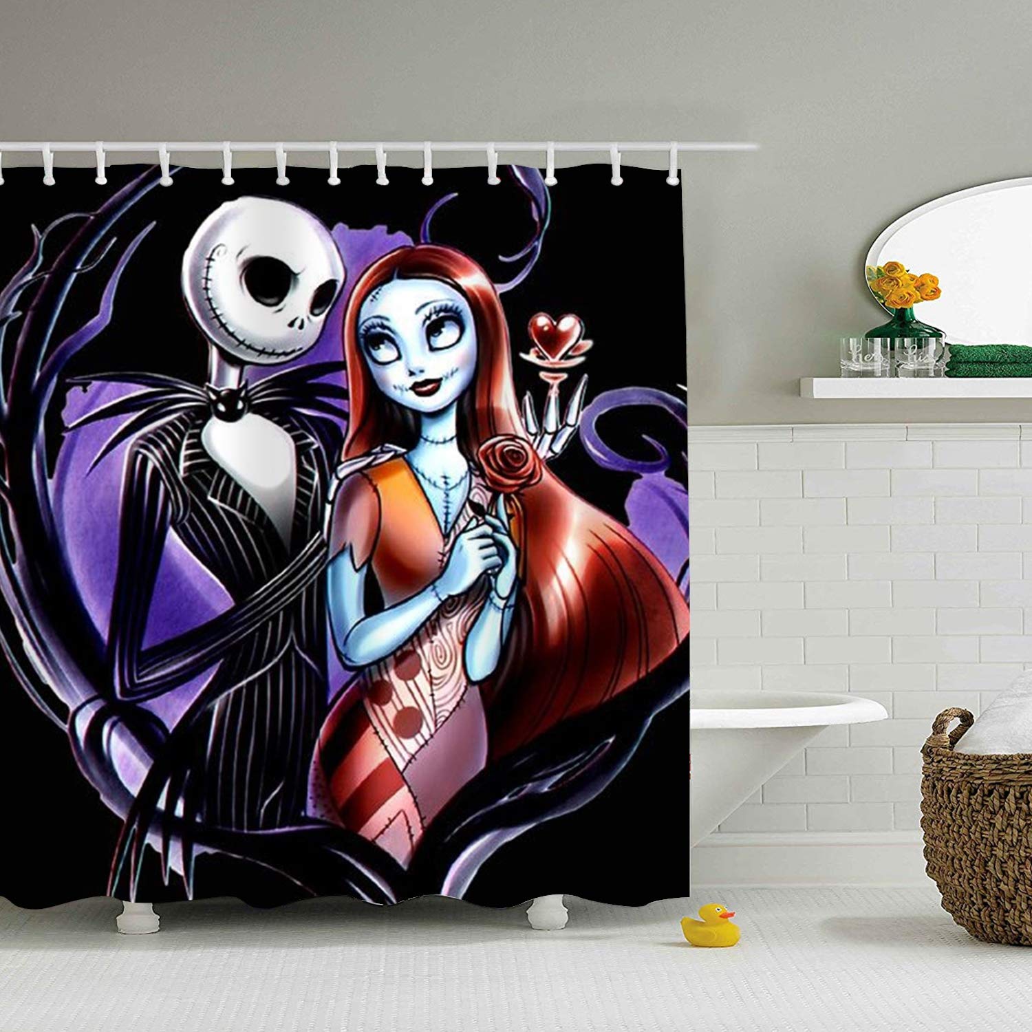 DZGlobal Halloween Art Microfiber Shower Curtain, 65 x 72 inch