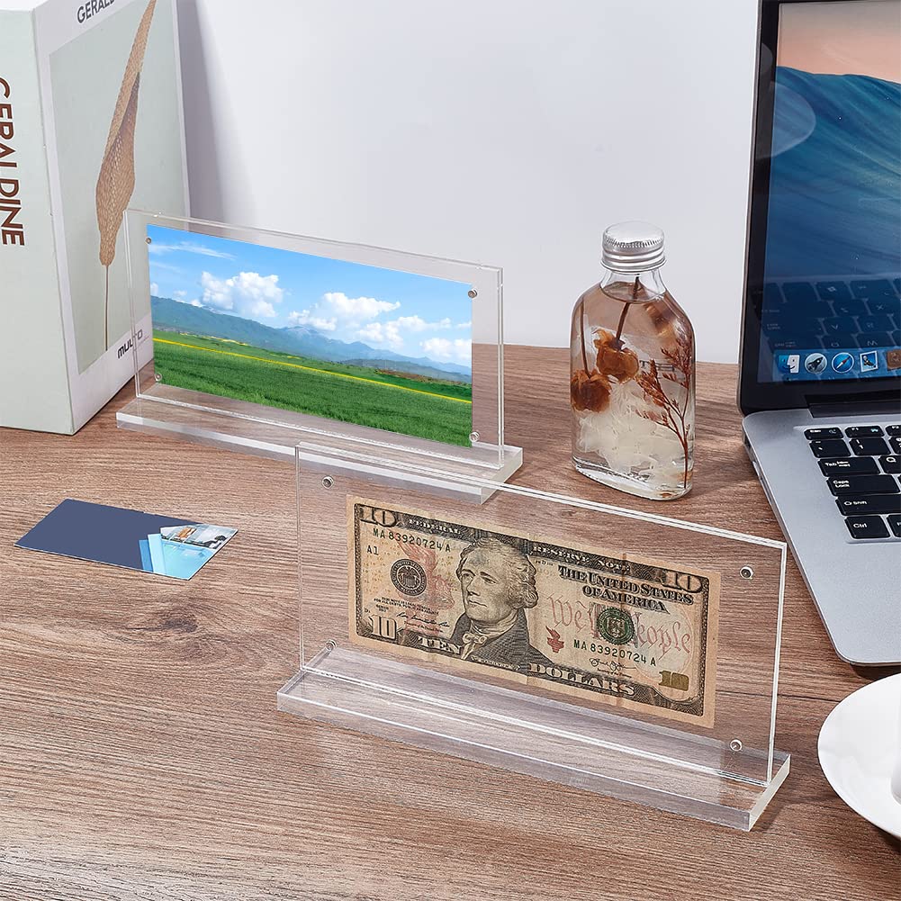 WEBEEDY 4 Pz Acrilico Dollar Bill Holder Manicotto d'argento per Fatture Carta Moneta Titolare per Collezionisti Carta Espositore
