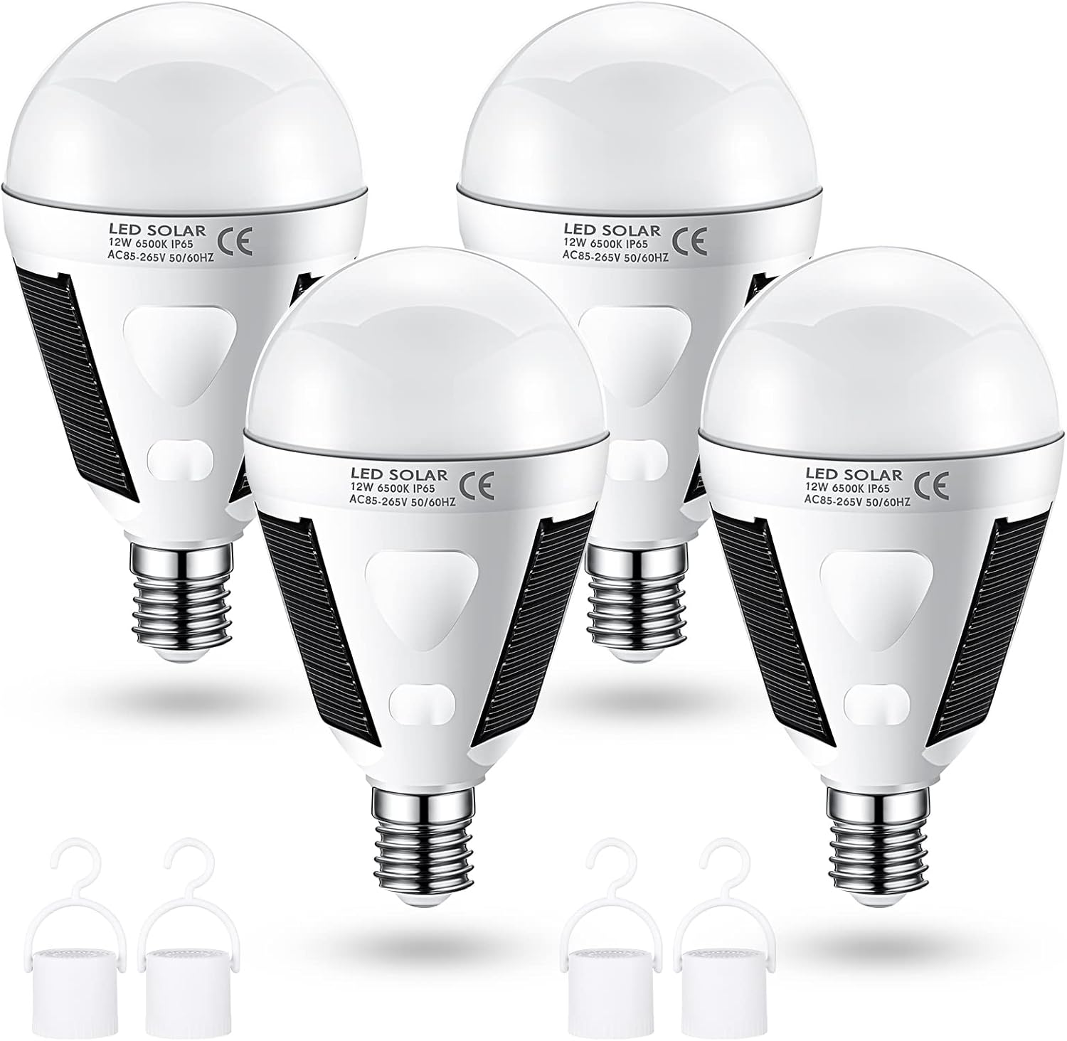 4 Pcs Emergency Solar Rechargeable Light Bulbs 12W Solar Light Bulbs