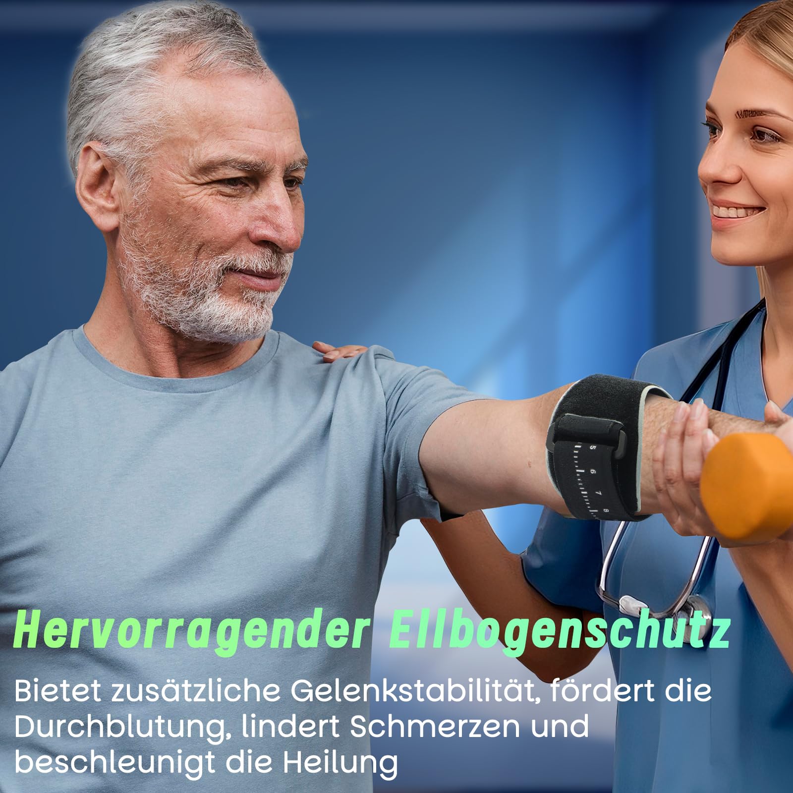 Ellenbogenbandage Tennisarm Bandage Testsieger Leichte Manschette für Tennisarm Golferarm Bandage Rechts und Links mit EVA-Futter Einstellbare Ellbogenschoner Epicondylitis Spange Herren Damen