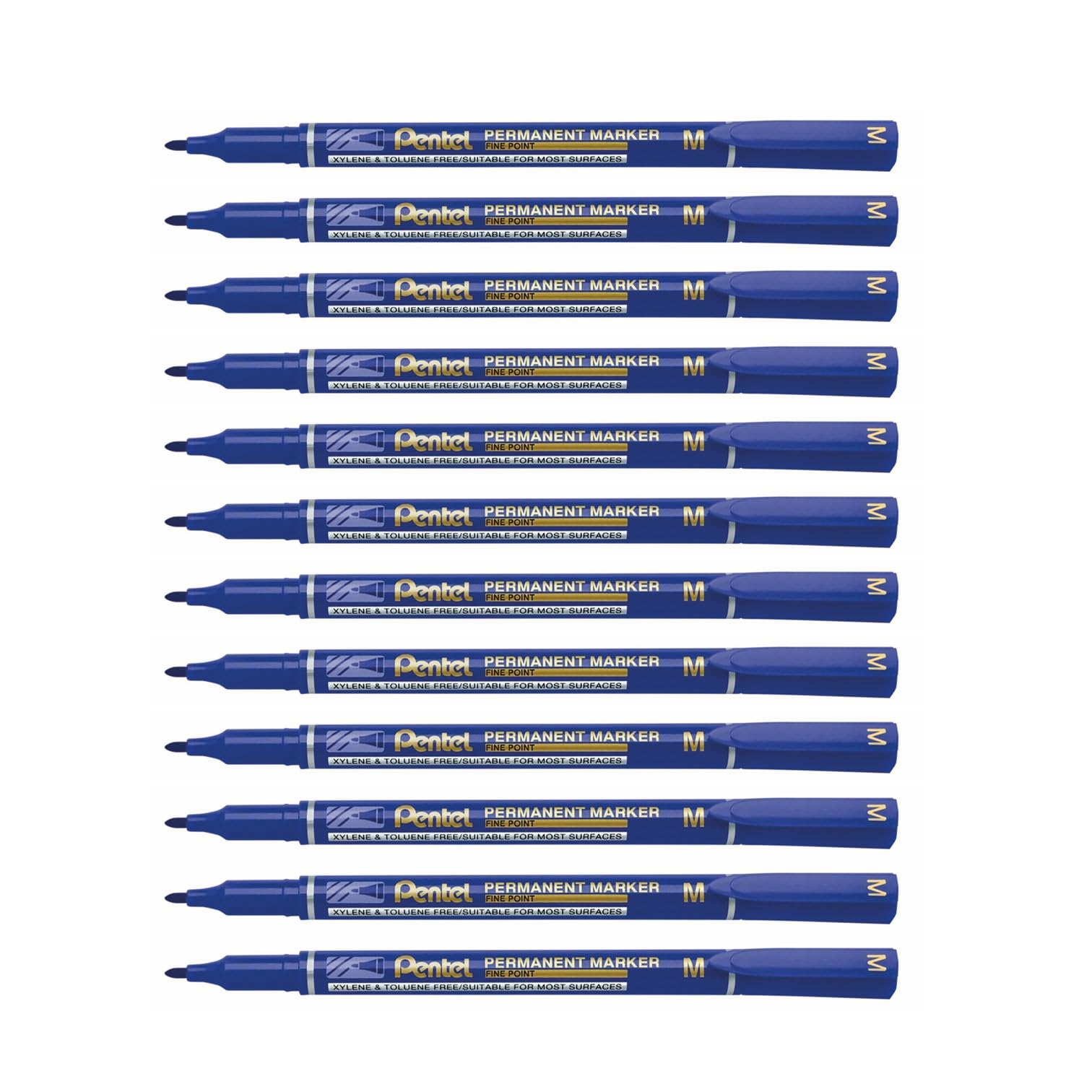 Pentel NM470 Fine Permanent Marker, 1.0mm Line, Blue ink (Pack of 12)