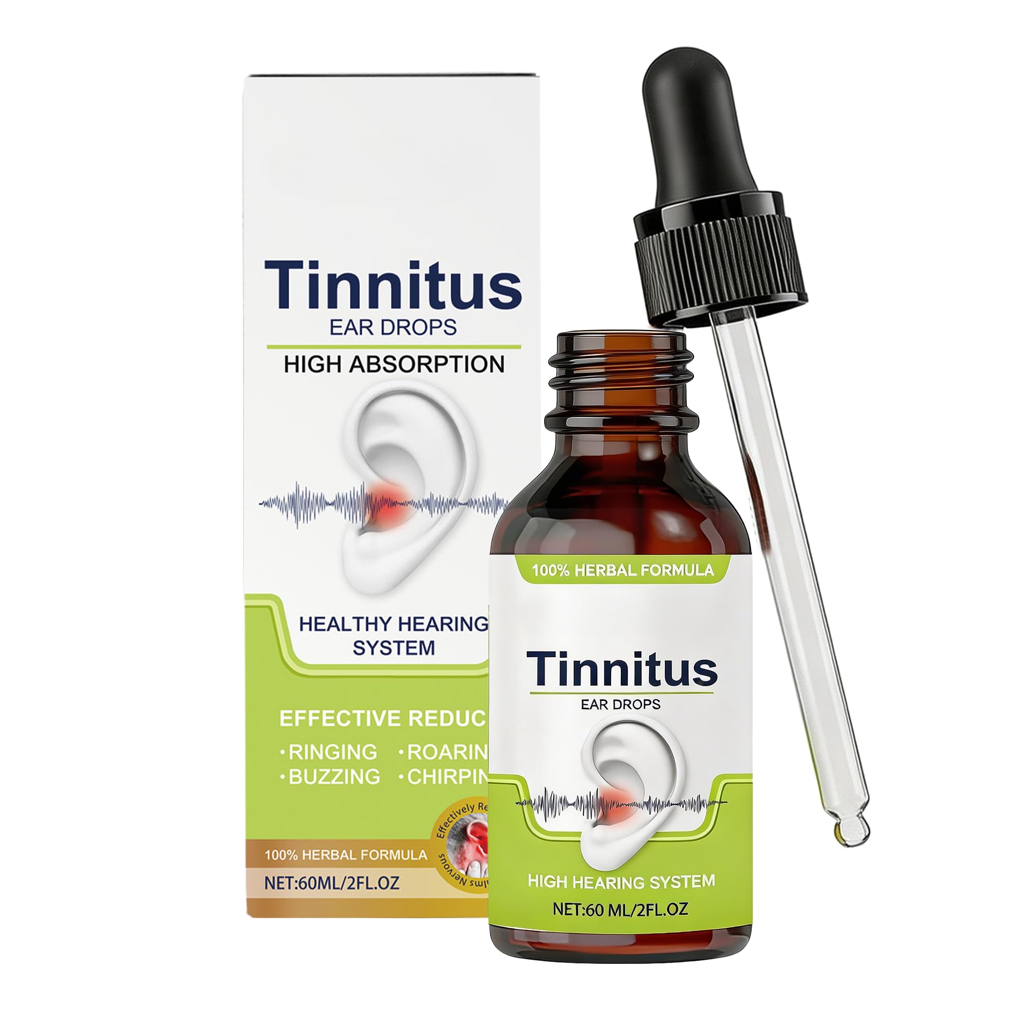 Gouttes pour acouphènes (60 ml) - gouttes auriculaires pour réduire le bruit, apaiser les oreilles bouchées et favoriser une audition claire I soulagement acouphènes, formule douce