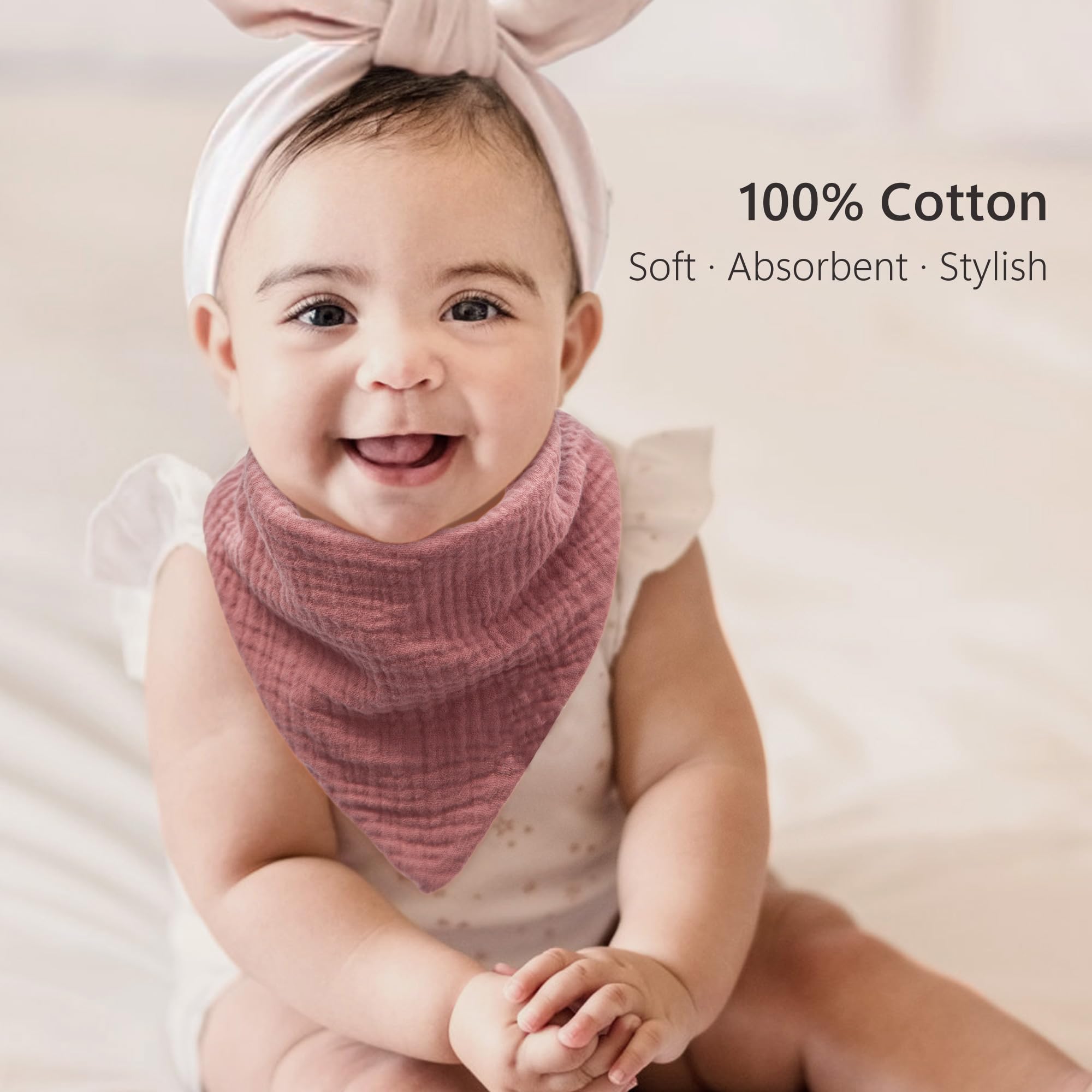 bearmoss Muslin Baby Dribble Bibs 100% Cotton Baby Bandana Drool Bibs for Unisex Baby Girls Boys Drooling and Teething (Summer Berry) - Image 2