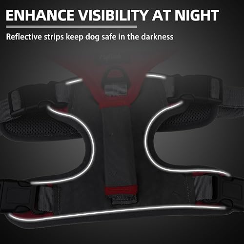Miniatura 5 de PUPTECK Juego de arnés y correa para perro a prueba de escape, chaleco reflectante ajustable sin tirones con asa de elevación acolchada para perros